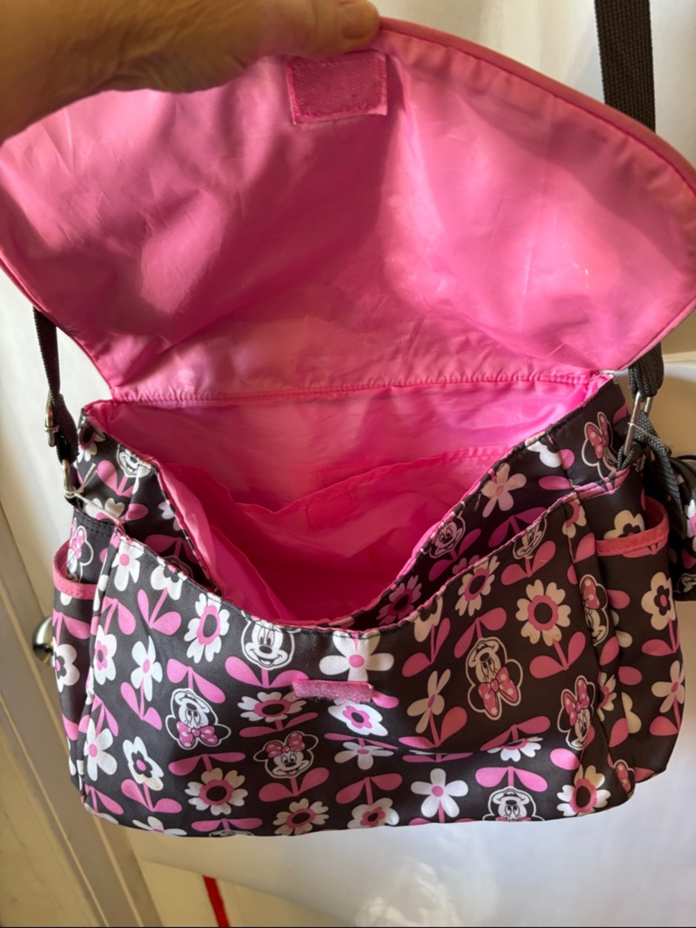 Disney Black and Pink Minnie Floral Messenger Crossbody - Picture 5 of 16